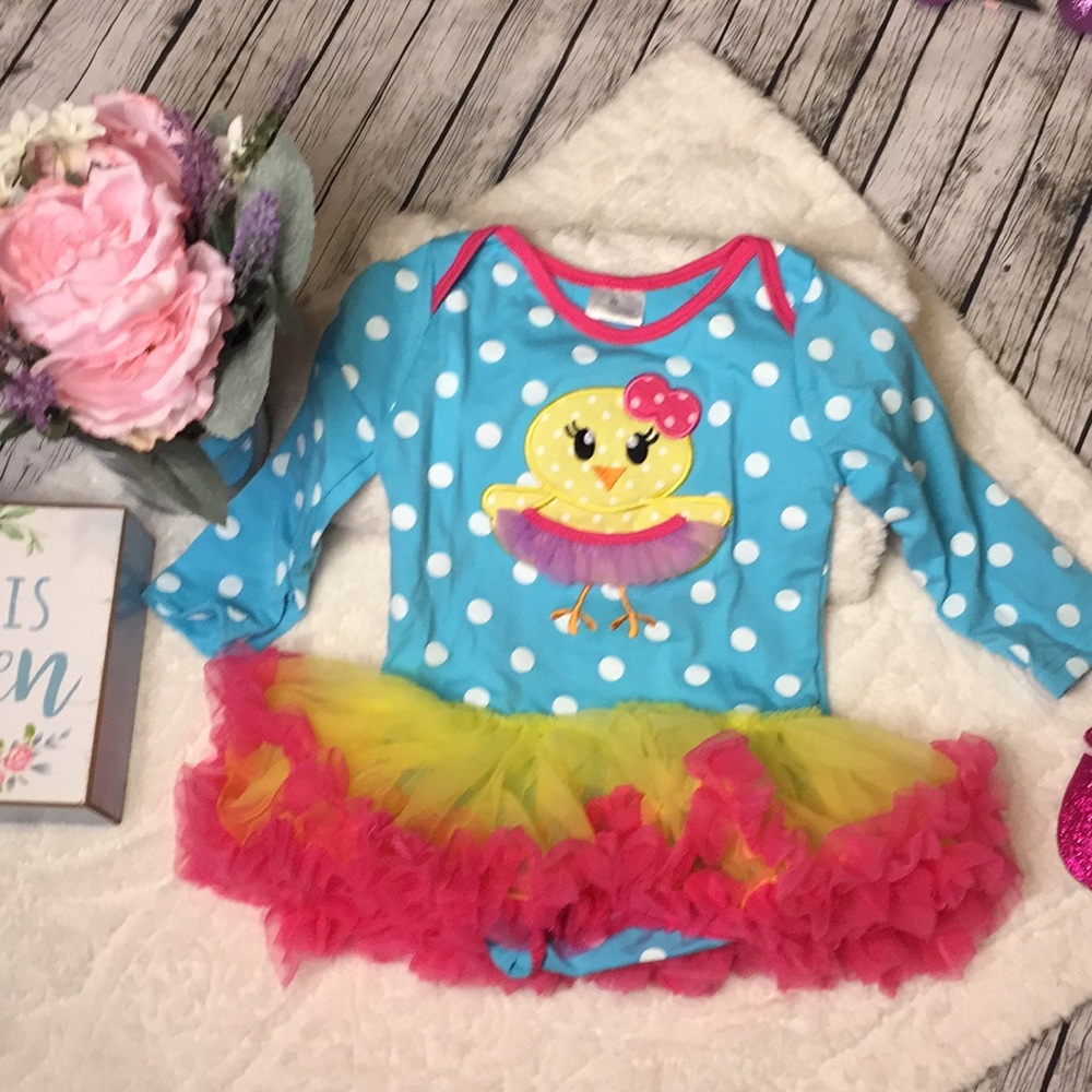 HP🎉 Spring Polka Dot Ruffle Tutu Chick Boutique Onsie Dress New Easter Baby